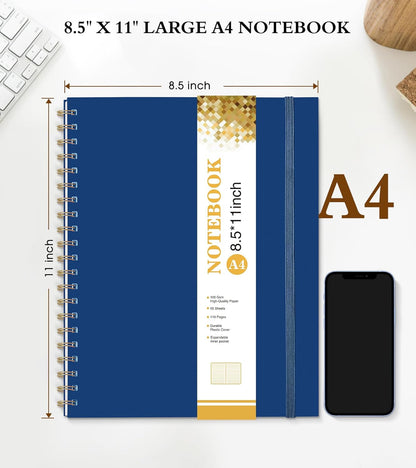Spiral Notebook Journal 8.5” x 11”, A4 Large Pink Notebooks for Women Men, College Ruled Lined Journal, 100 GSM Paper, Plastic Hardcover Spiral Bound Journals for Work School Note Taking Business