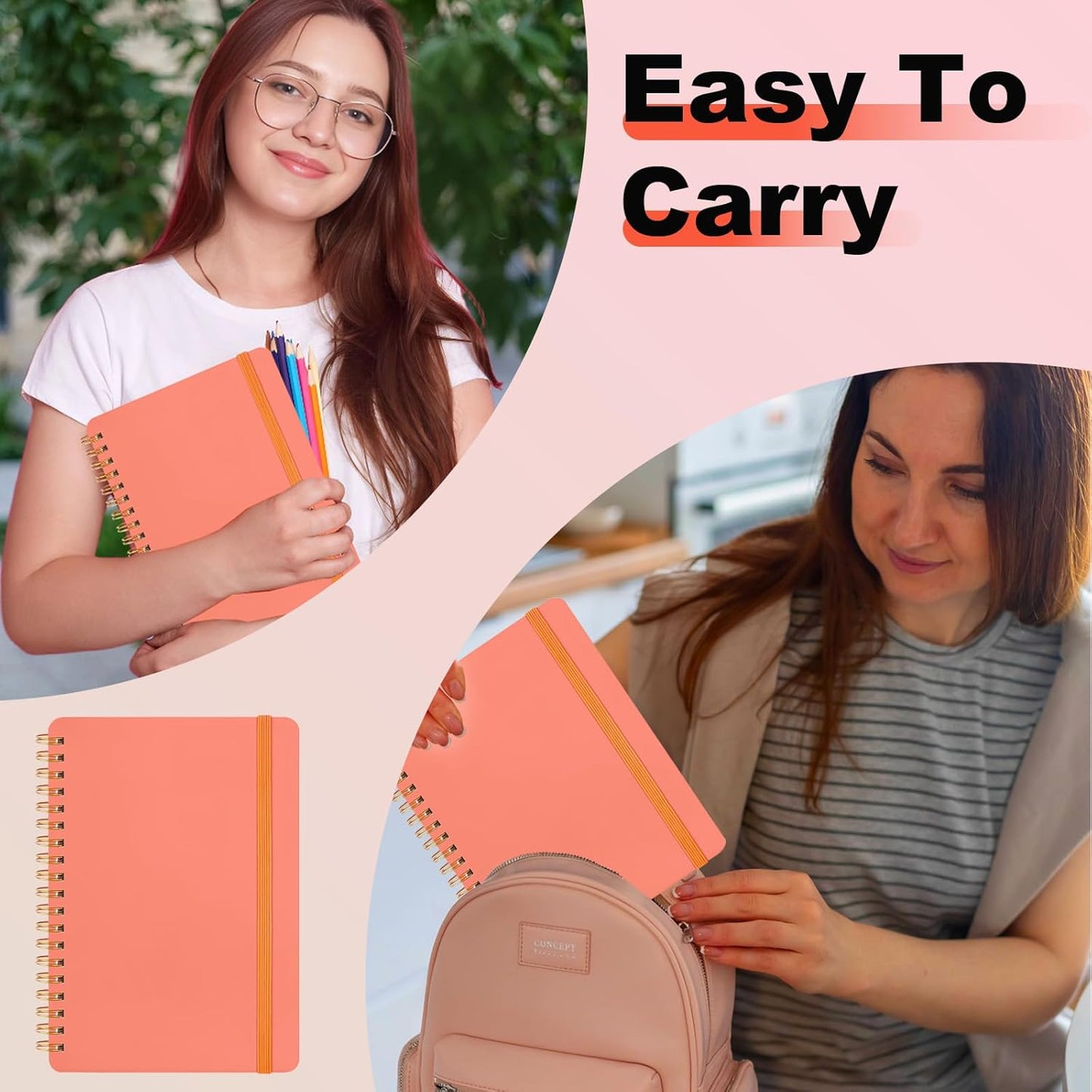 4 PCS Small Spiral Notebook 5x7, Spiral Journal Notebook, Notebooks for Work, Note Taking, School, Small Notebooks 5x7 with Strap, Cute Notebooks for Women 50 Sheets