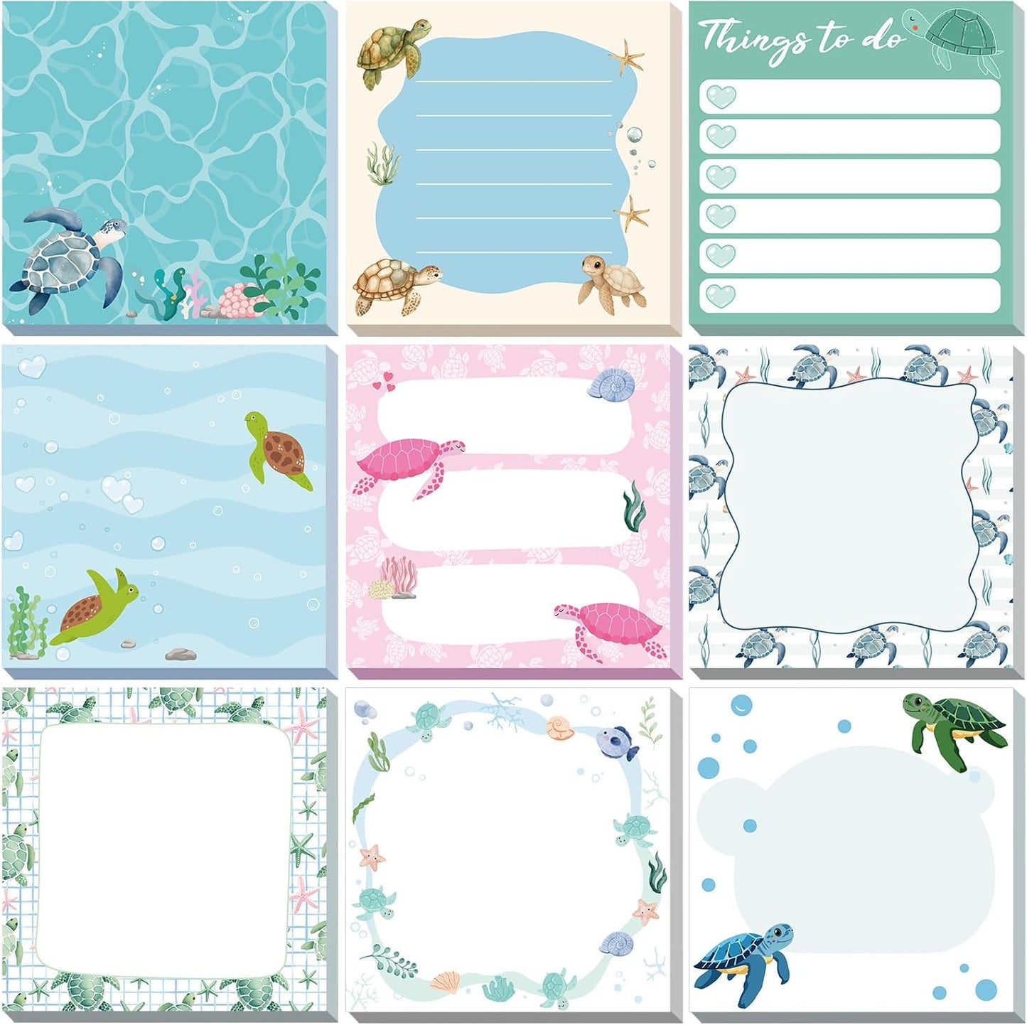 9 Pads Wildflower Sticky Notes 3x3 Inch Cute Self Stick Notepads Notes Adhesive Memo Pad Office Decor Gifts for Students School Teacher Meeting Office Supplies