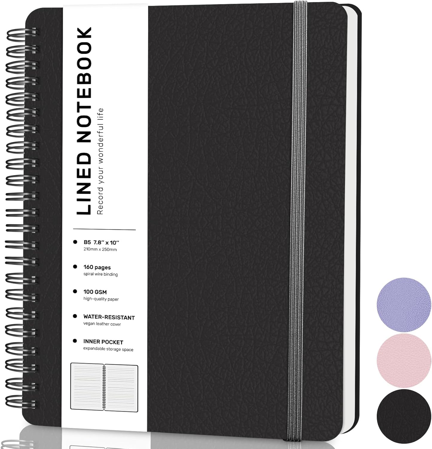 ABERLLS Lined Spiral Journal Notebook with 160 Pages, 8×5.7in, A5 Spiral Notebook, Journaling Notebooks for Work, School, Women, Men, College Ruled Spiral Notebook, Hardcover Leather Journals, Blue
