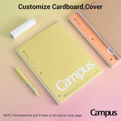 KOKUYO Spiral Notebook, 3 Pack Campus 10-1/2" x 8" Subject Notebooks with College Ruled, 80 Sheets, Pink Blue Green 3 Holes School Spiral Journal for Work Study Note Taking (WSG-SU-400G1×3)
