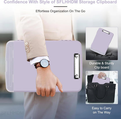 SFLHHDM Purple Clipboard, Clip Boards 8.5x11, Teacher Clipboards with Storage, Plastic Clipboard with Pen Holder, Clipboards Storage for Women Teachers Work, School & Office Supplies
