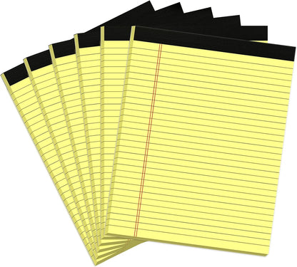 Legal Pads 8.5 x 11 Yellow Note Pads 8.5 x 11.75 Wide Ruled Writing Pads Lined Notepad for Home, School, Office Use, 80gsm Perforated Paper - Sturdy Cardboard Backing Support, 5 Pack (30 Sheets/Pad)