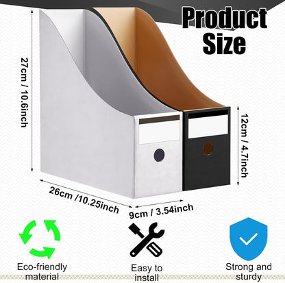 Thenshop 24 Pcs Cardboard Magazine File Holder Organizer, Desk File Organizer Box Foldable Book Bin Papers Storage Folder with Label for School Classroom Office Supplies(Classic,Black)
