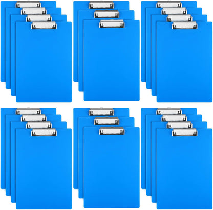 Chinco 22 Pieces Plastic Clipboards Multi Pack Hanging Low Clip Clipboards Letter Size Cute Portable Clip Board for Teacher Classroom Office Supplies(Blue Style)
