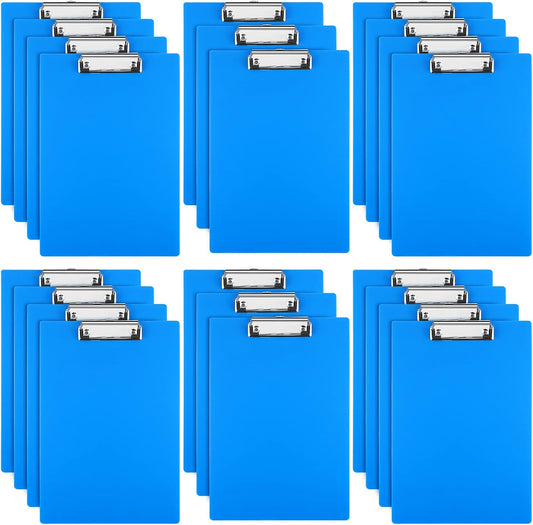 Chinco 22 Pieces Plastic Clipboards Multi Pack Hanging Low Clip Clipboards Letter Size Cute Portable Clip Board for Teacher Classroom Office Supplies(Blue Style)