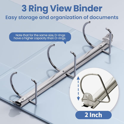 SUNEE 3 Ring Binder 2 Inch, Clear View Binder Three Ring PVC-Free (Fit 8.5x11 Inches) for School or Office Supplies, Light Purple, 1 Pack