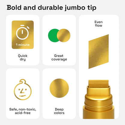ARTISTRO 2 Gold Acrylic Paint Markers - 0.7mm Extra Fine-Tip Metallic Paint Pens - Perfect for Crafting, Art Projects, & More