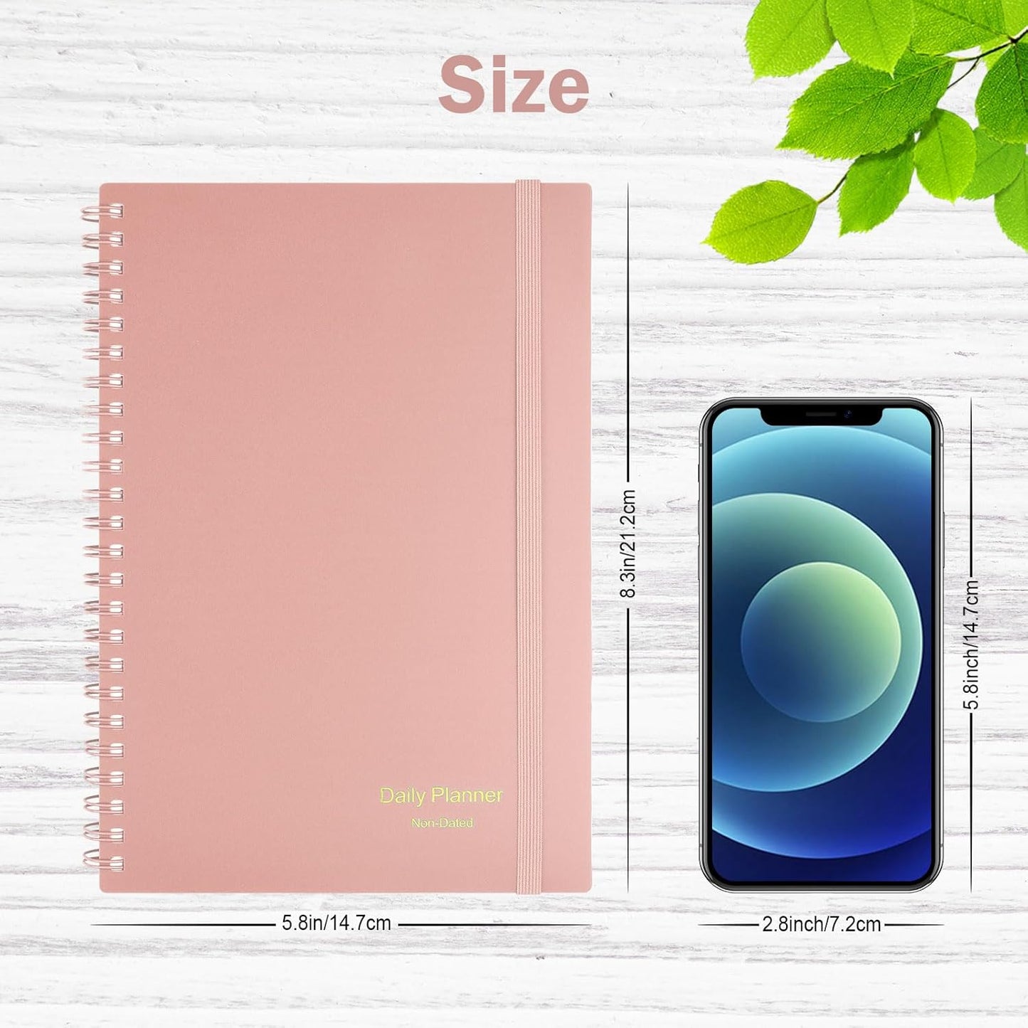 Daily Planner Undated, Asten To Do List Notebook Hourly Schedules Spiral Appointment Planner for Men and Women,PVC Hardcover,Elastic Closure, Inner Pocket 8.3" x 5.8" (Black)