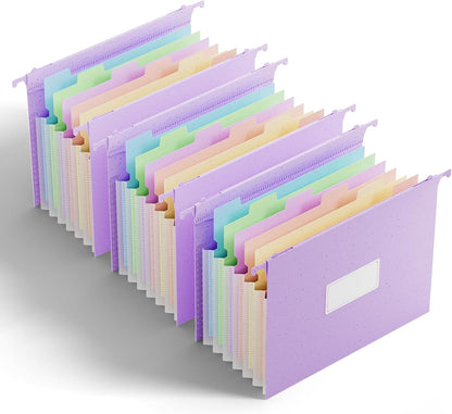 ANSOOK Hanging File Folders Letter Size,7 Pockets Expandable Accordion File Folder Organizer,3 Pack Extra Capacity File Folders Hanging with Tabs,Wheat Straw File Cabniet Folders for Office School
