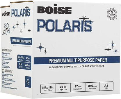 Boise Paper Premium Multipurpose Copy Paper | 8.5" x 11" Letter | 97 Bright White, 24 lb. | 10 Ream Carton (5,000 Sheets)