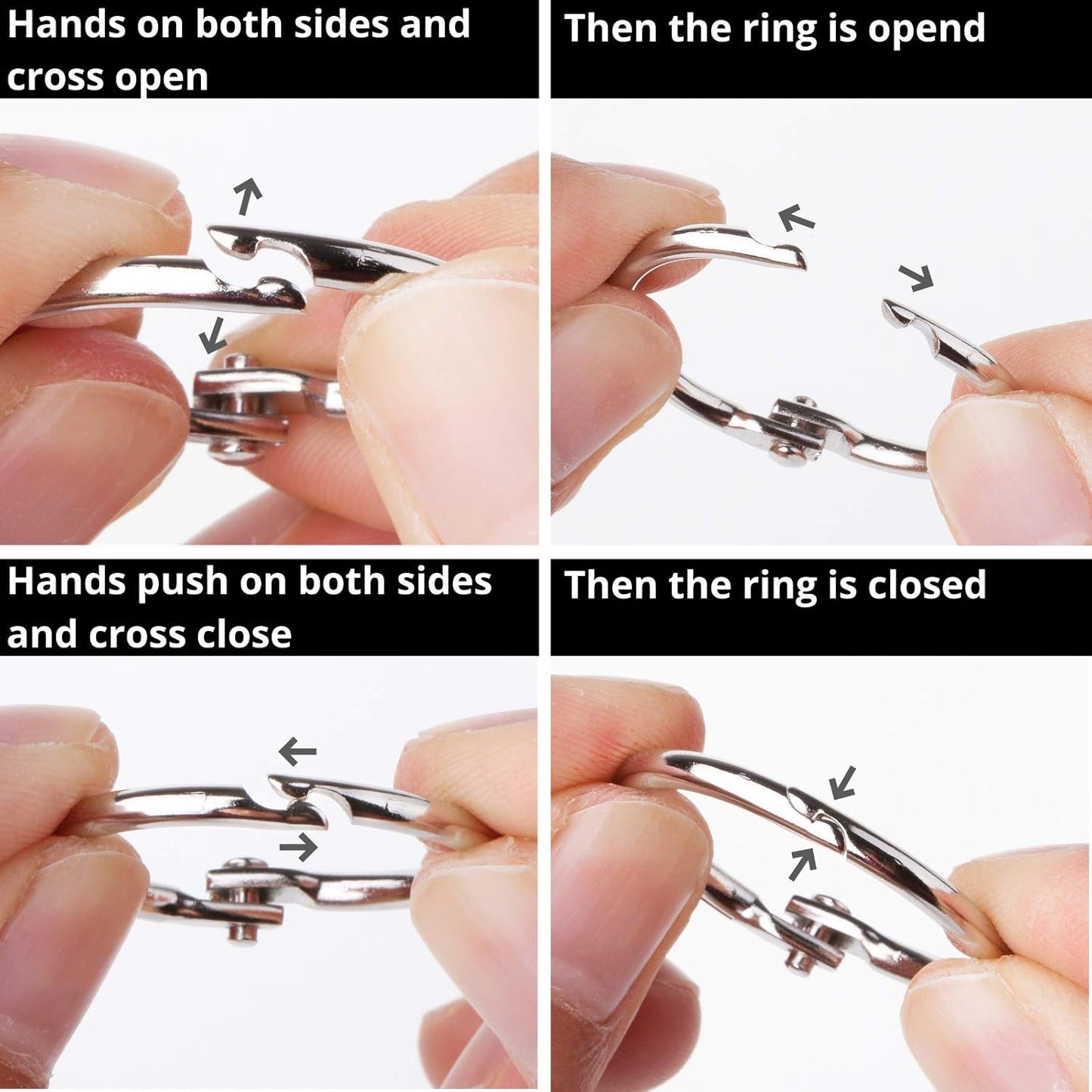 Mr. Pen- Loose Leaf Binder Book Rings, 5 Assorted Sizes (0.6", 1", 1.2", 1.5",2"), 36 Pack, Metal Binder Rings for Index Cards, Keychains, School, Home, Office, Silver