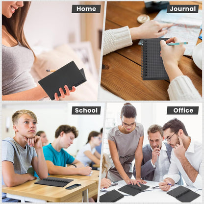 Jutom 6 Pcs Small Graph Paper Pads Notebook Mini Spiral Notebooks Grid Paper 3 x 5 Inch Pocket Notepads 120 Pages Mini Notepads for Office School Work Math Meeting (Black)