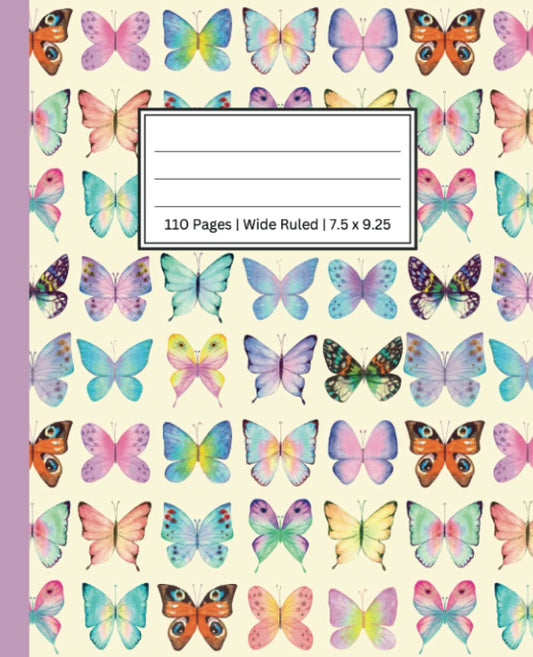 Pretty Butterfly Composition Notebook: Wide-Ruled | Notebooks for Girls | School Supplies