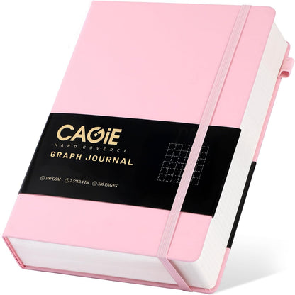 CAGIE Bullet Dotted Journal Notebook 320 Pages 100 GSM Paper Hardcover A5 Dot Grid Notebook Leather Journals for Writing Women Men Work Journaling, Green