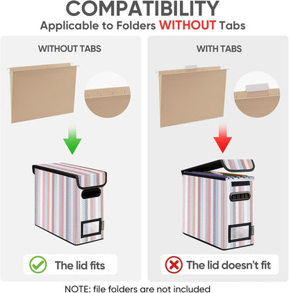 BALEINE File Organizer Box with Lid, Collapsible File Folder Organizer with Plastic Slide, Hanging File Folder Box for Office Document Storage (1 Pack, Black)