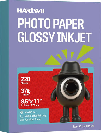 220 Sheets Photo Paper Glossy Inkjet 8.5x11 44lb 160Gsm A4 Letter Size Suitable for All Dye Ink Printers for Calendar Menu Brochure Paper Flyers Paper, Cards