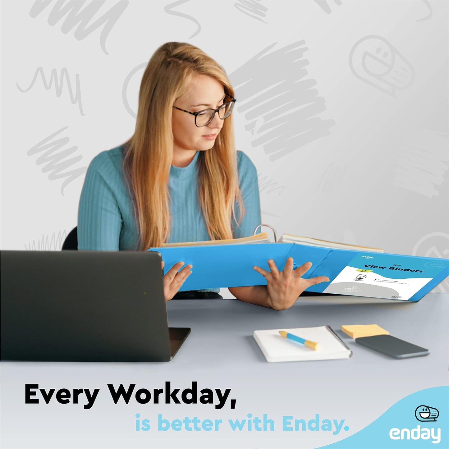 3 Inch Binder 3 Ring Binders Green, Slant D-Ring 3” Clear View Cover with 2 Inside Pockets, Heavy Duty Colored School Supplies Office and Home Binders – By Enday