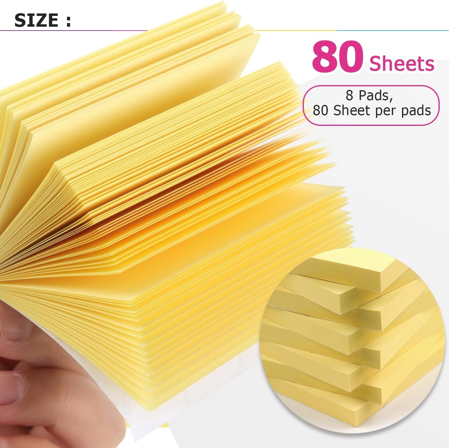 Sticky Notes 3x3 Self-Stick Notes Bright Colors Sticky Notes 8 Pads 80 Sheet/Pad (Blue)