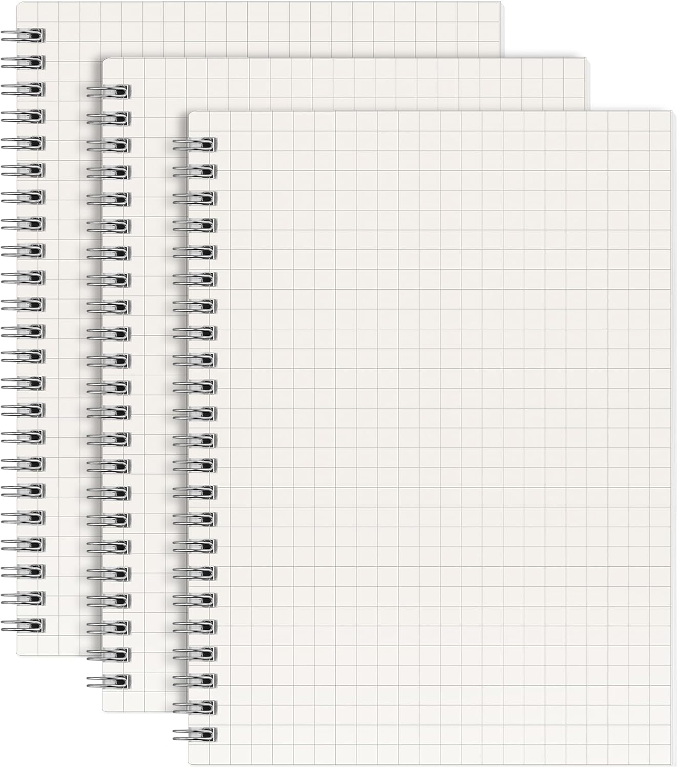 A5 Graph Paper Notebook, 5 Pack Spiral Grid Notebooks, 5.7"x 8" Graph Paper Spiral Notebook, Flexible Plastic Cover, 80 Sheets/160 Pages, for School Office Students Writing Graphing