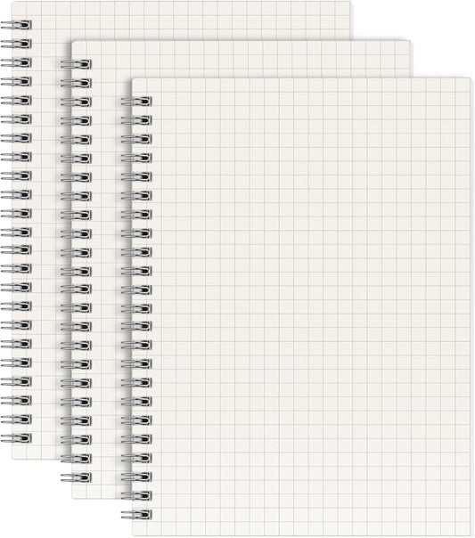 A5 Graph Paper Notebook, 5 Pack Spiral Grid Notebooks, 5.7"x 8" Graph Paper Spiral Notebook, Flexible Plastic Cover, 80 Sheets/160 Pages, for School Office Students Writing Graphing