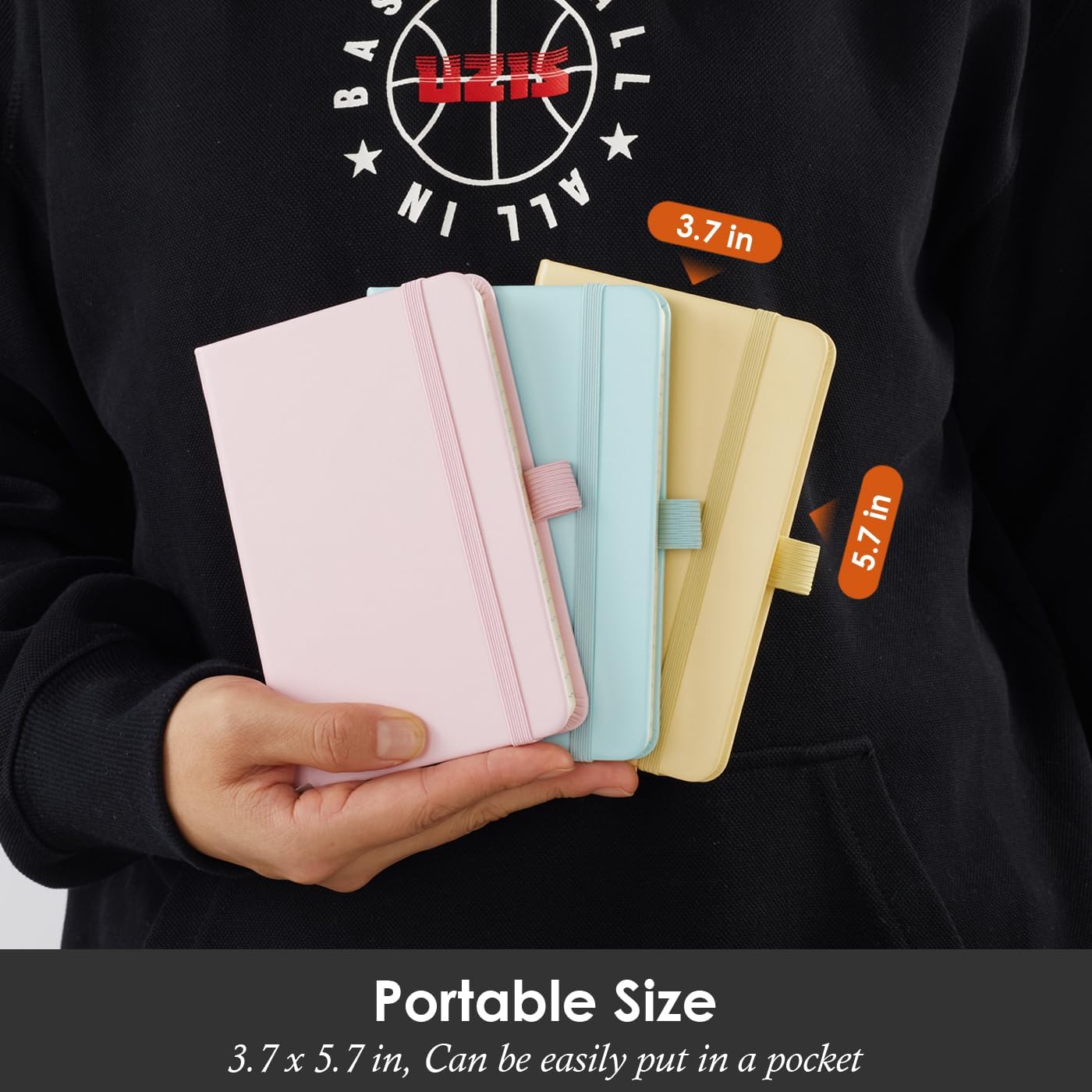 NIRMIRO Small Notebook Journals, 3 Pack Mini Pocket Note pads for Men & Women Writing, A6 Small Leather Notepad 3.7" x 5.7" with Pen, Black, Red, Green