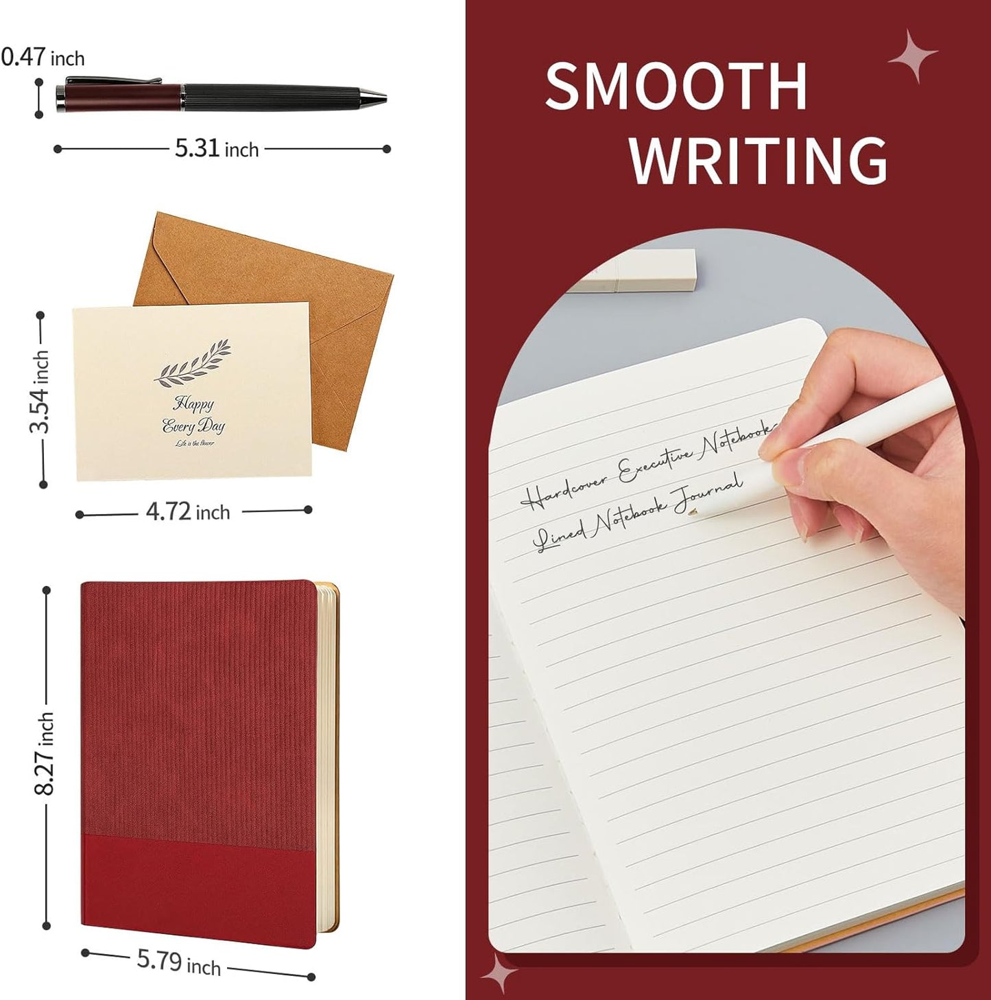 Lined Journal Notebook for Work College Ruled Note Book 5.79"x8.27"A5 PU Leather Daily Journaling 216 Pages for Women Men Writing Home School Supplies Business (Dark Green)