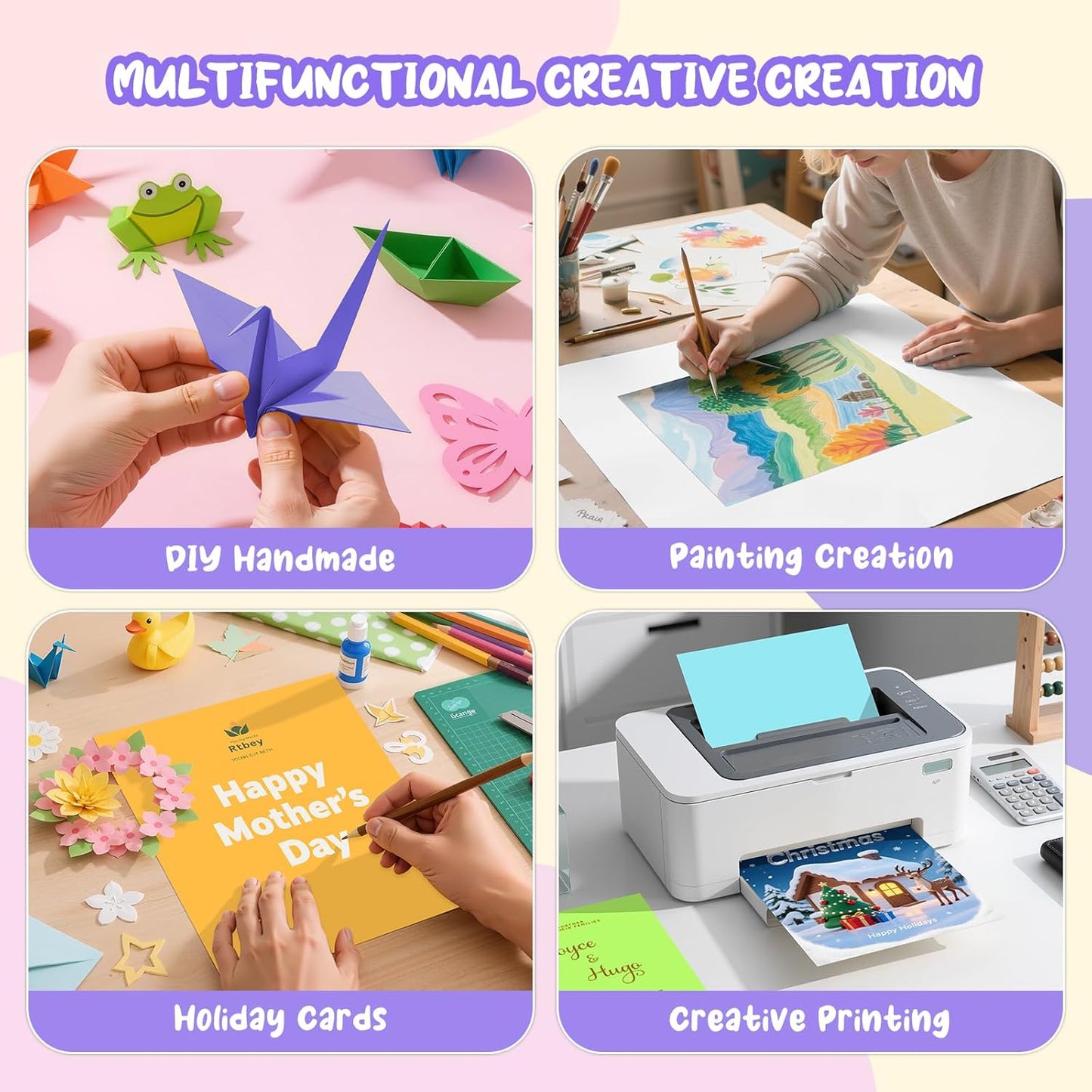 40 Sheets Cream Cardstock Paper 8.5 x 11, Ivory Cardstock Printer Paper 8.5x11, Off White Card Stock Paper 8.5 x 11, 200 GSM Construction Paper for DIY Cards, Greeting Cards, Wedding Invitations