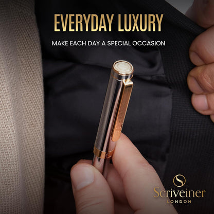 Scriveiner Black Rollerball EDC Luxury Pen, Stunning Pocket Pen with Chrome Finish, Cool Writing, Best Gift for Men & Women, German Schmidt Refill, Nice Present, Fancy Office Designer Set