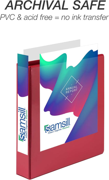 Samsill Durable 4 inch 3 Ring Binder, D Ring Binder, 100% Recycled Chipboard, Black, 2 Pack