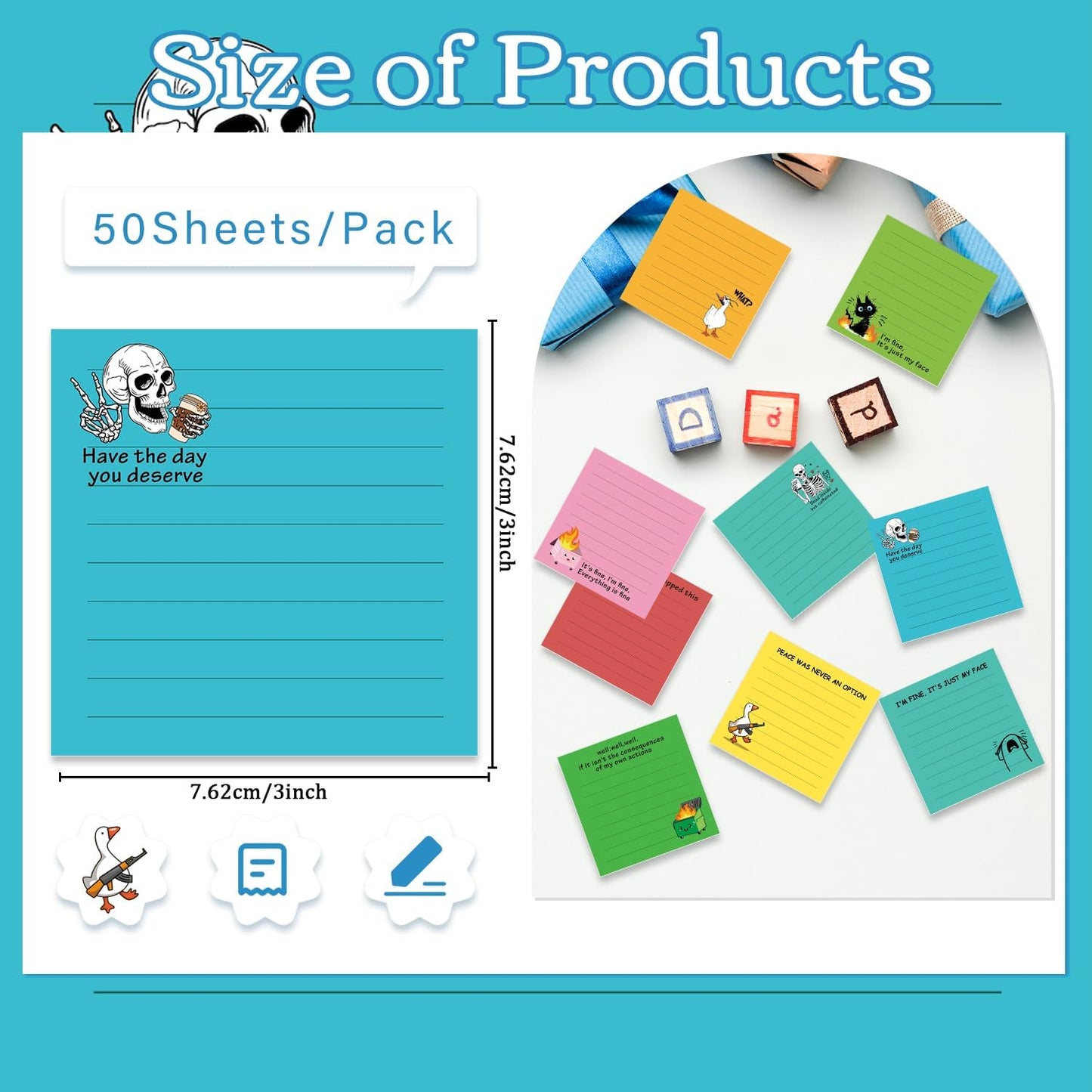 Inspirational Sticky Notes Gifts - 9 Pack Funny Positive Quotes Notepads 3x3 Inches, Fun Motivational Self-Adhesive Memo Pads Office Study Supplies for Friends Coworkers (450 Sheets)