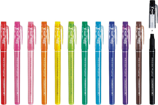 Pilot Frixion Fineliner Erasable Marker Pens, Fine Point, Assorted 12 Colors Set (Sffl-144F-12C)