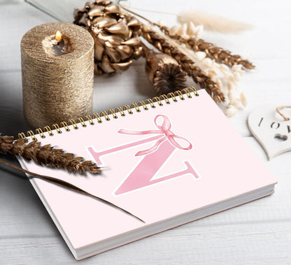 Blue Bow Journal Notebook for Girls,Initial H Journals Personalized Diary Gifts for Teen Girl Kids,Monogrammed Gifts for Women,Trendy Coquette Cute Hardcover Spiral Notebook 5.5 x 8.3 - Colors A