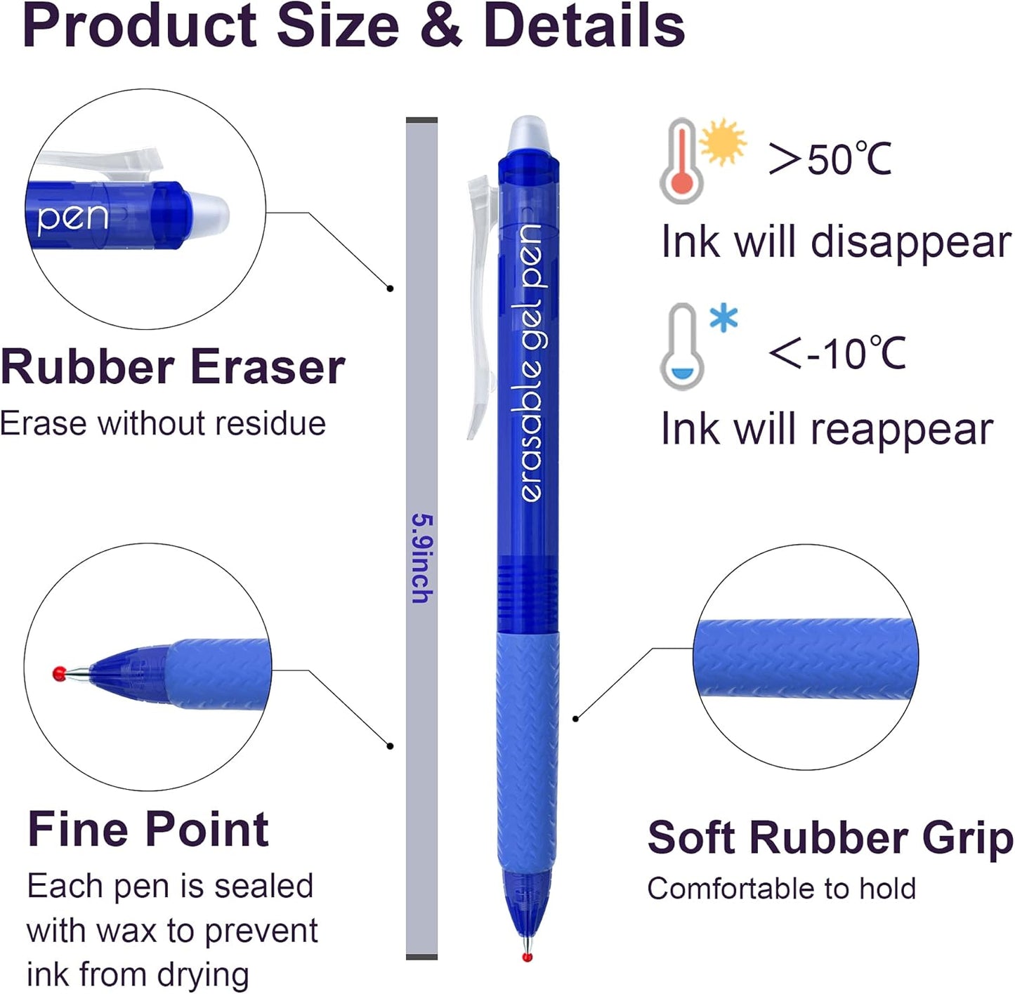 Erasable Gel Pens, 15 Pack Black Retractable Erasable Pens Clicker, Fine Point, Make Mistakes Disappear, Black Inks for Writing Planner and Crossword Puzzles…
