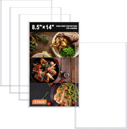 Ndsox 5 Pack 8.5" x 11" Rigid Print Protectors Clear Hard Plastic Sheet Protectors Top Loading for Birth Certificates, Documents, Posters, Photos, Meuns, Heavy Duty No-Hole Plastic Document Sleeves