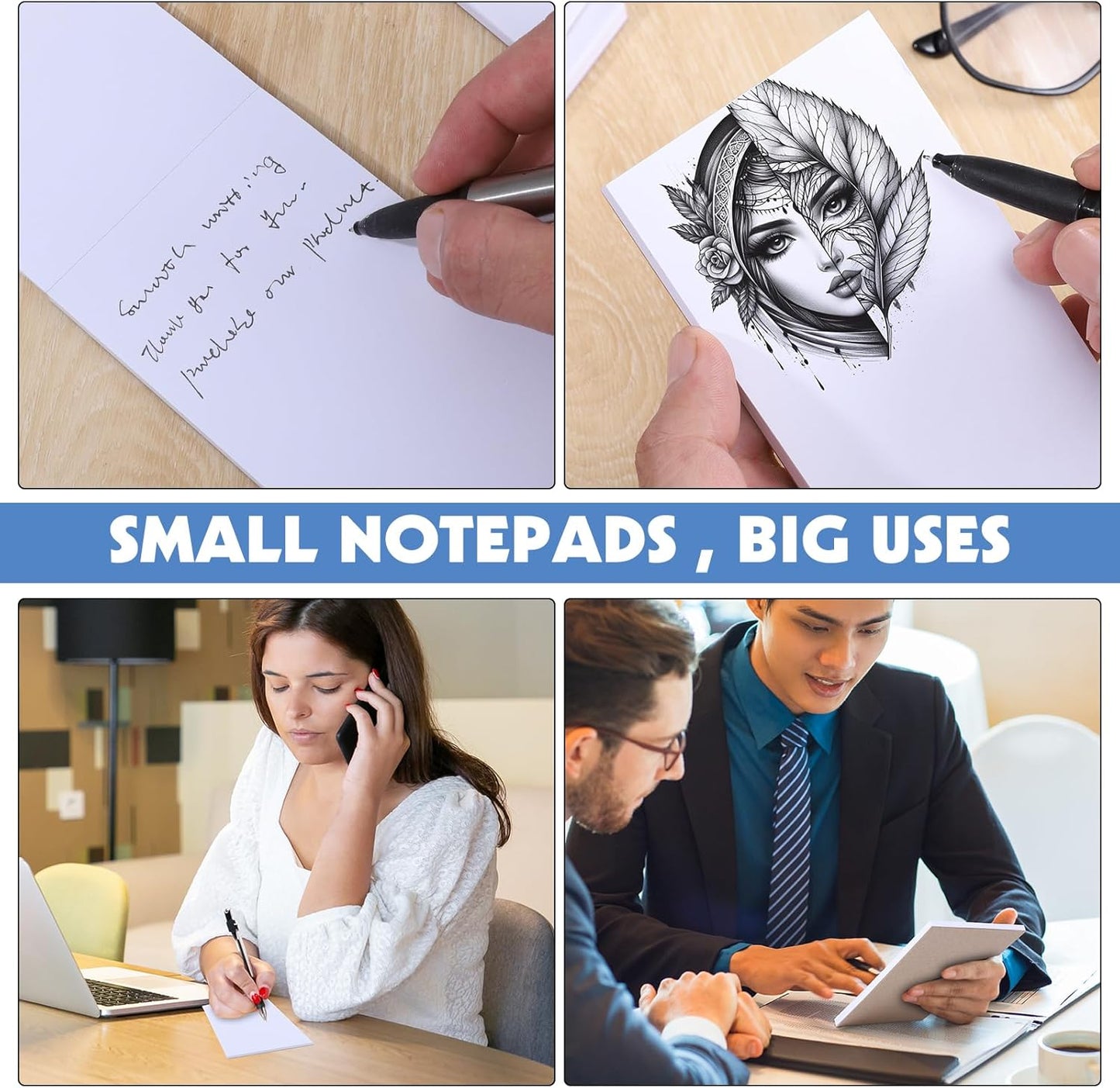 Thboxes 10 Pack Note Pads, 3"x 5" Writing Pads Scratch Pad 50 Sheets per Pad Small Memo Pad Server Notepad Blank Notepads for Office School Home To Do Lists Grocery List