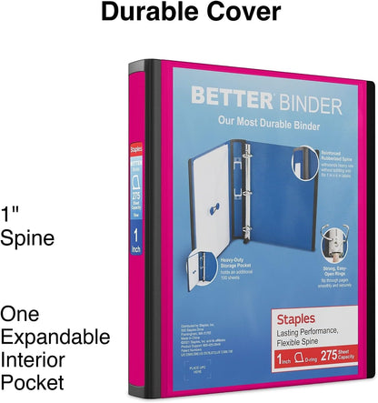 Staples Better Binder 2-Inch D-Ring View Binder, Reinforced Spine, Holds Up to 540 Sheets, Teal, for Office & School