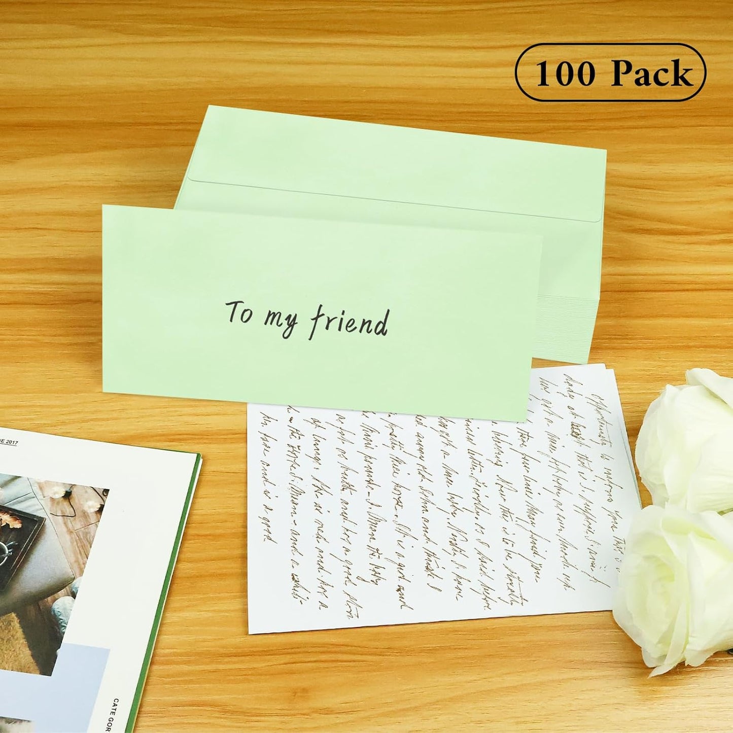 50 Pack #10 Business Envelopes, Sage Green Standard Envelopes Self Seal, Letter Size Mailing Envelopes for Checks Letters Invoices Statements Birthday Graduation Wedding, 4 1/8 x 9 1/2 Inch