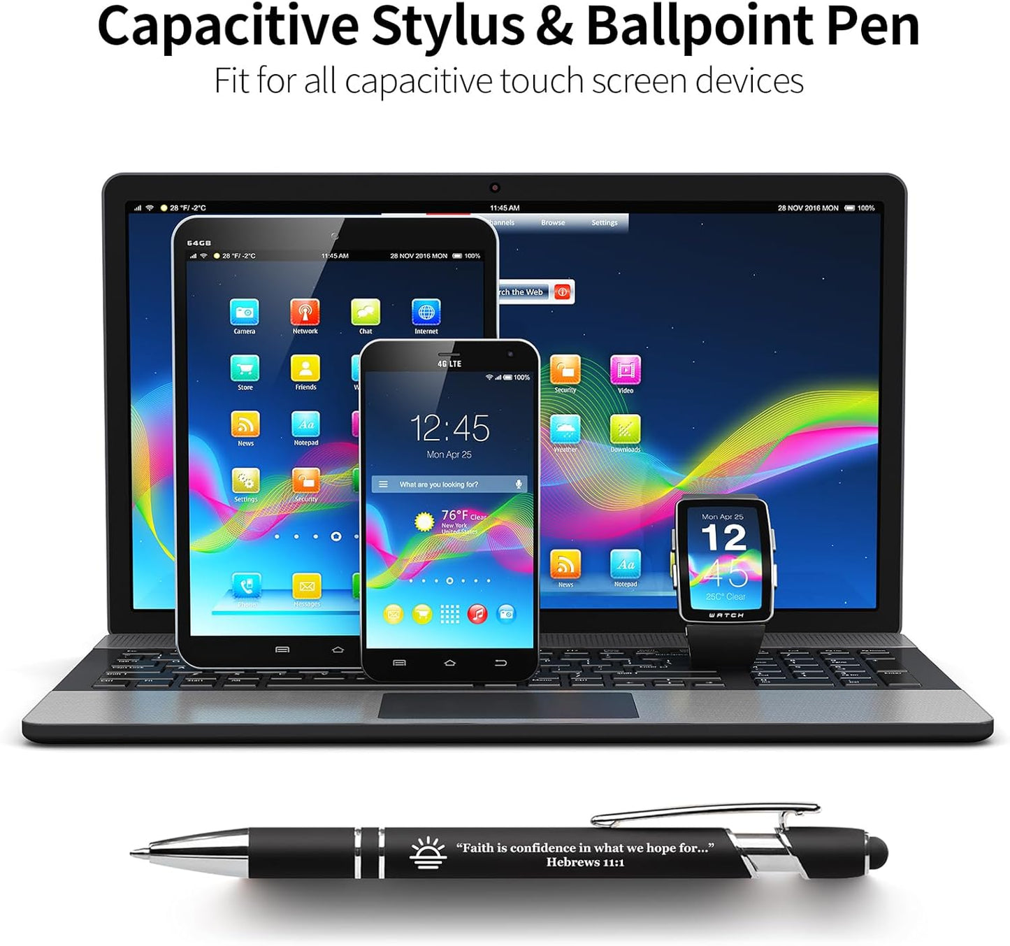 15 Pack Motivational Pen Set - Inspirational Quotes Retractable Ballpoint Pens for Office School Supplies, Encouragement Gifts for Women Men, Multicolor