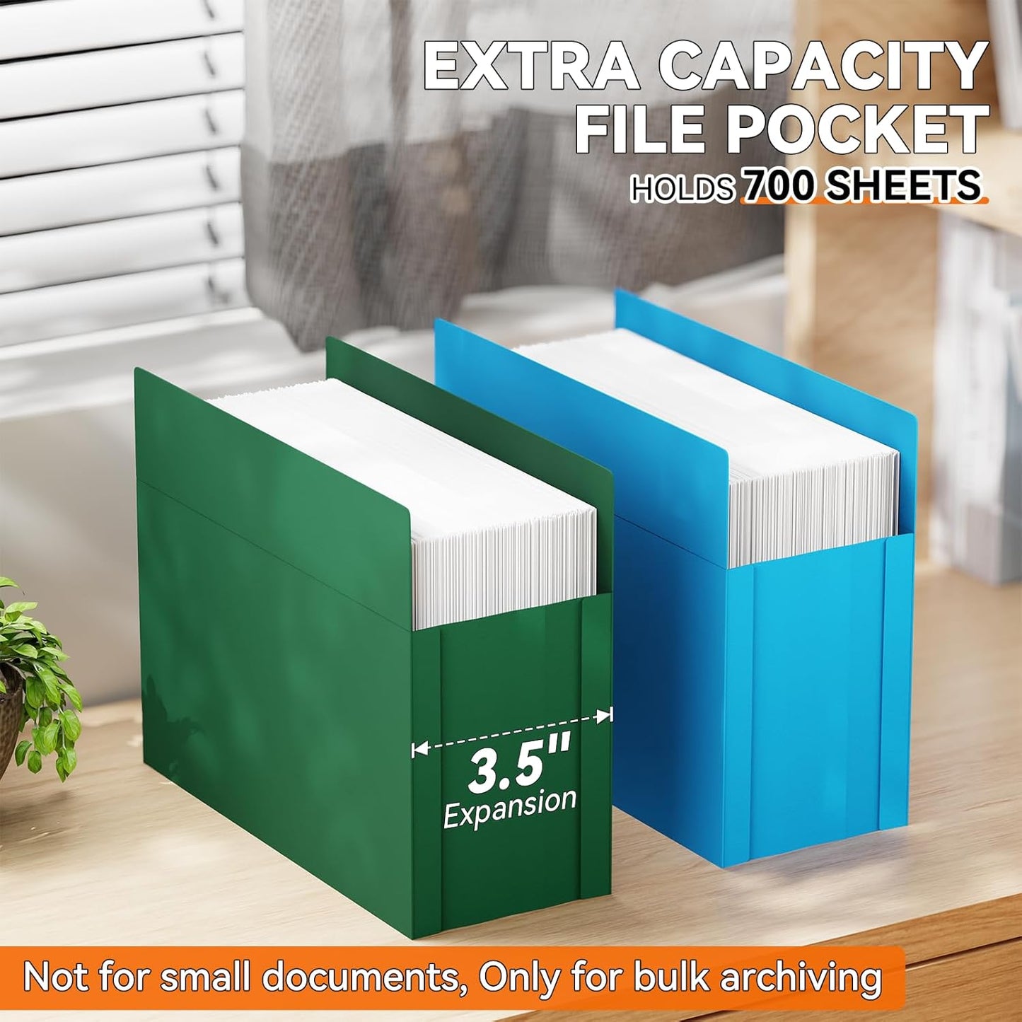 Plastic File Jackets Letter Size,12 Pack Reinforced Manilla File Pocket Folders, Heavy Duty File Folders with Straight Cut Tab,2 Inch Expanding File Folder for Documents,File Pockets