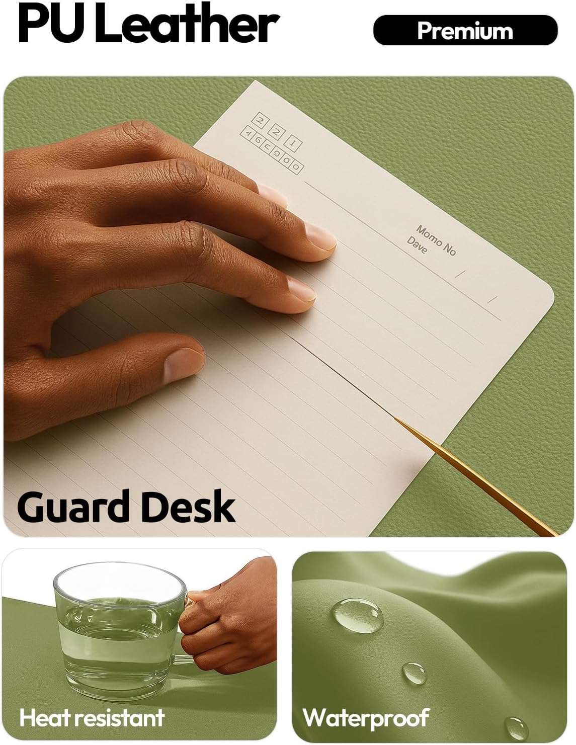 YSAGi Leather Office Desk Pad Protector, Large Mouse Pad, Non-Slip, PU Leather, Laptop Desk Blotter, Waterproof Writing Pad for Office and Home, Black, 23.6" x 13.8" - Colors B