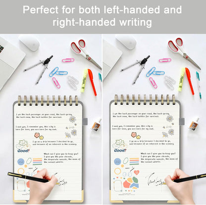 A5 Top Spiral Notebook, Large Leather Hardcover Top Bound Steno Pads, 240 Pages 100 gsm Thick Lined Paper Left Handed Notebook Journal for Work, School, Meeting Writing - Brown, 5.9" x 8.5"