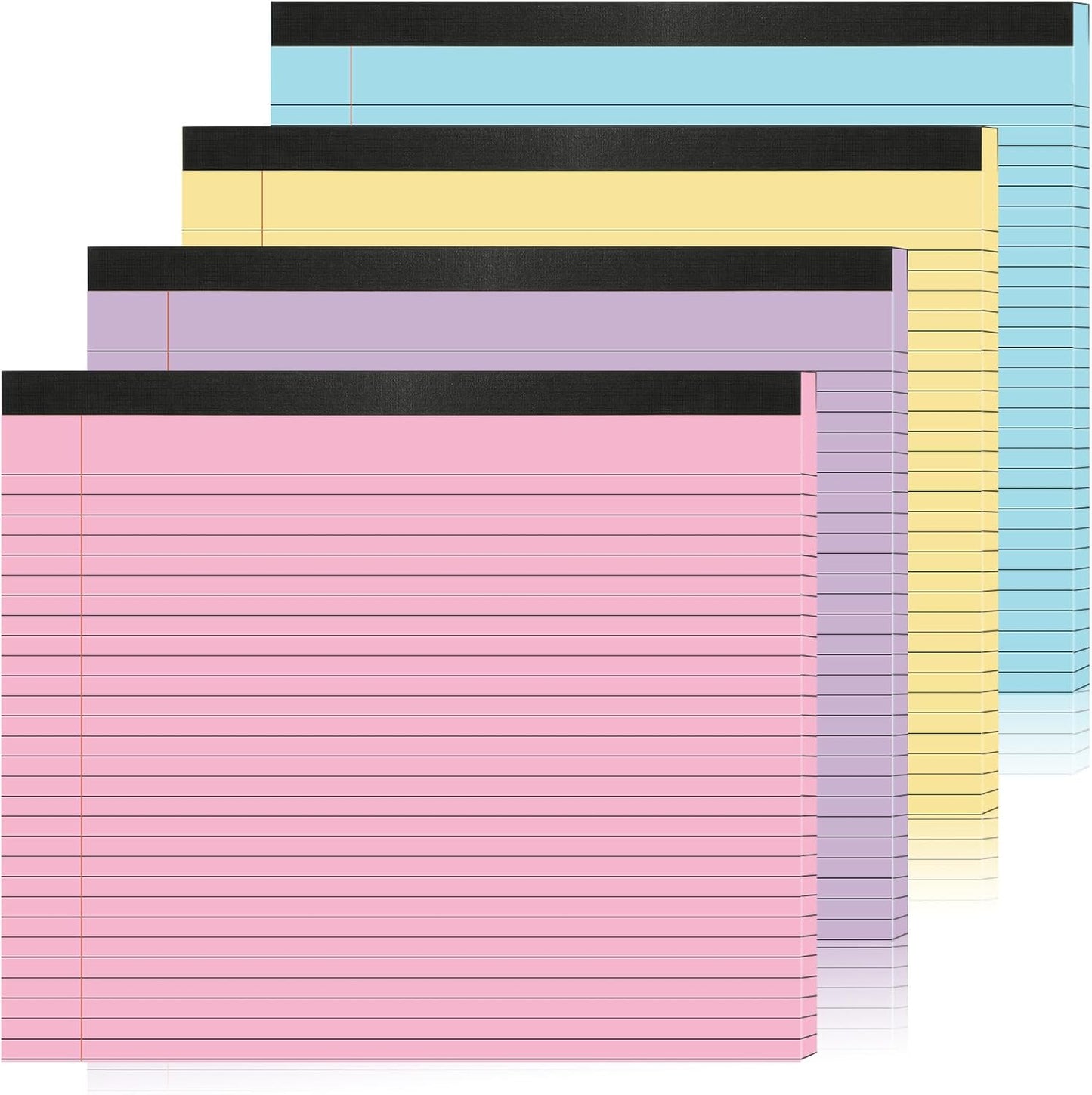 gisgfim 4 Pack 11" x 9.5" Legal Pads College Ruled Notepad Landscape Notebook 80 GSM Horizontal Lined Notebook Writing Pads Aesthetic Legal Pad for School Office Business (Pastel)