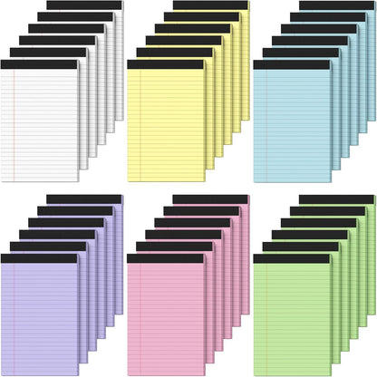 Note Pads 5x8, Narrow Ruled Legal Pad, Multicolor Small Notepads, 30 Sheet/notepad, 8 Pack Colored Legal Pads, Pink Legal Pad, Purple Notepad, Perforated Lined Note Pads for Study, Office, To-Do Lists