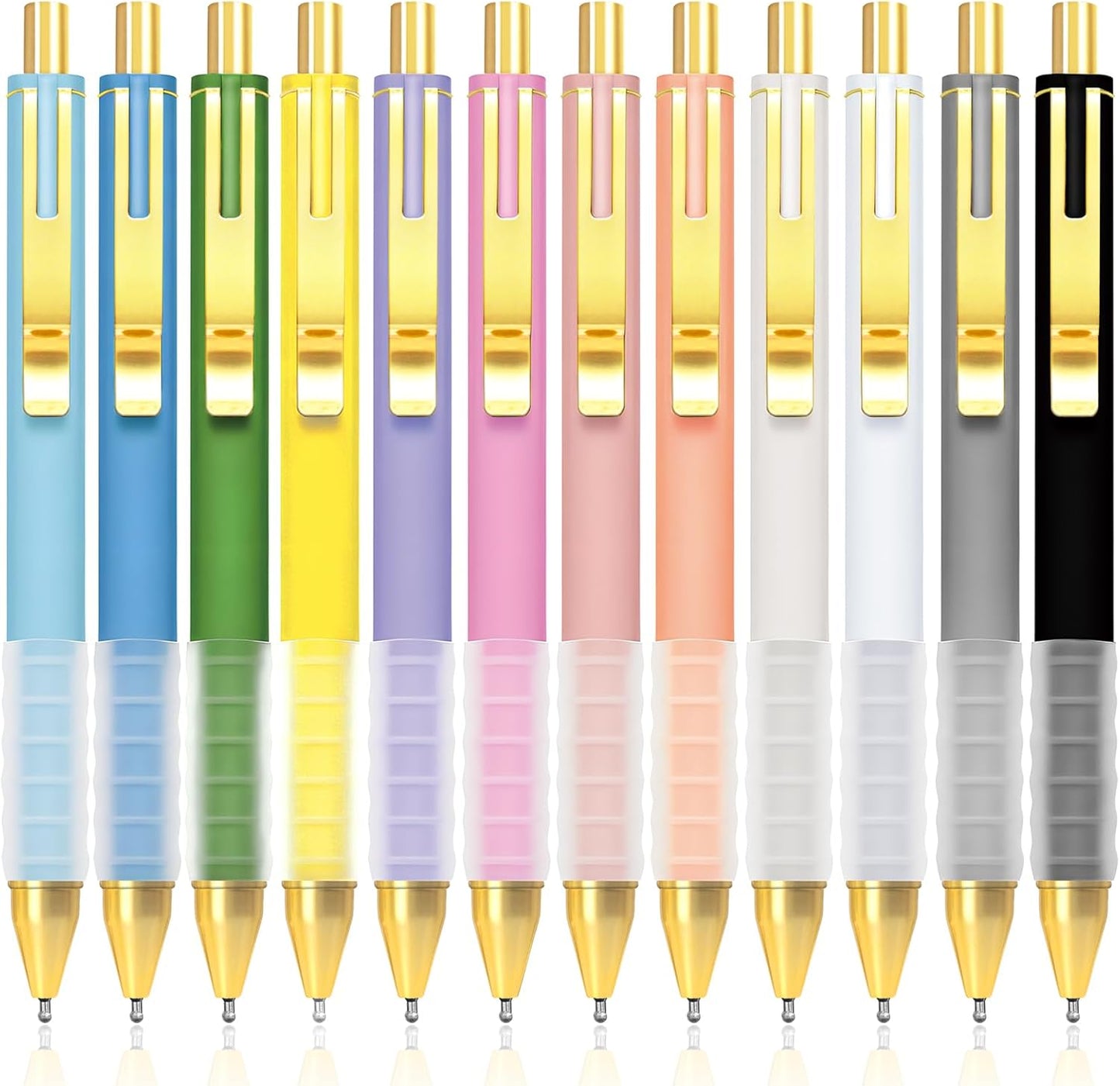 Drawdart 12 Pcs Smooth Writing Pens - 1.0mm Black Ink Ballpoint Pens with Super Soft Grip | Long Lasting Retractable Pen for School, Office & Home Supplies