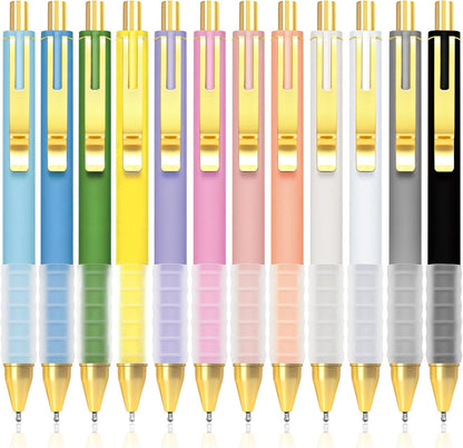 Drawdart 12 Pcs Smooth Writing Pens - 1.0mm Black Ink Ballpoint Pens with Super Soft Grip | Long Lasting Retractable Pen for School, Office & Home Supplies
