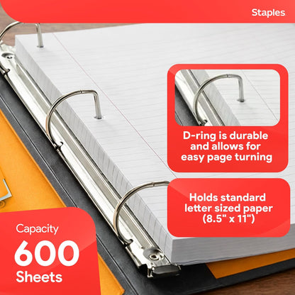 Staples Better Binder 2-Inch D-Ring View Binder, Reinforced Spine, Holds Up to 540 Sheets, Teal, for Office & School