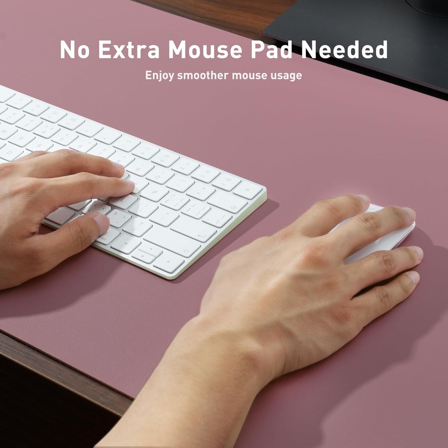 Aothia Non-Slip Waterproof PU Leather Desk Pad Protector for Mouse, Writing Desk, Office, Home, Laptop Blotter, 23.6" x 13.7", Black - Colors B