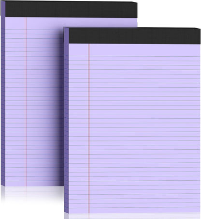 2 Pack Legal Pads 8.5 x 11 College Ruled 100 Sheets Purple Note Pads 8.5" x 11" Lined Paper Chipboard-Backed Notepad with Micro-Perforated Notebook Paper for Office & School Supplies 50 Sheets/Pad
