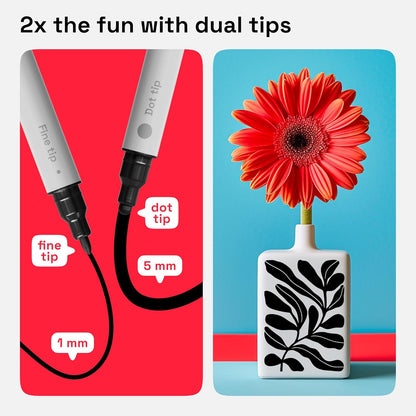 ARTISTRO 2 Red Dual-Tip Acrylic Paint Pens - Multisurface Markers for Glass, Rock, Fabric, Wood, Plastic & More - 1 mm Fine & Brush Tips